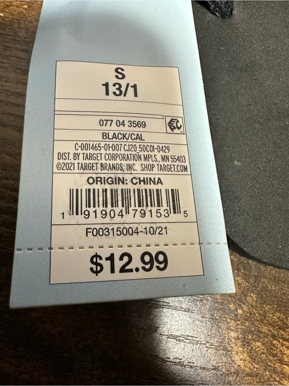 NEW Cat & Jack Boys  Cal Slip-On Thong Sandals Size Small 13/1